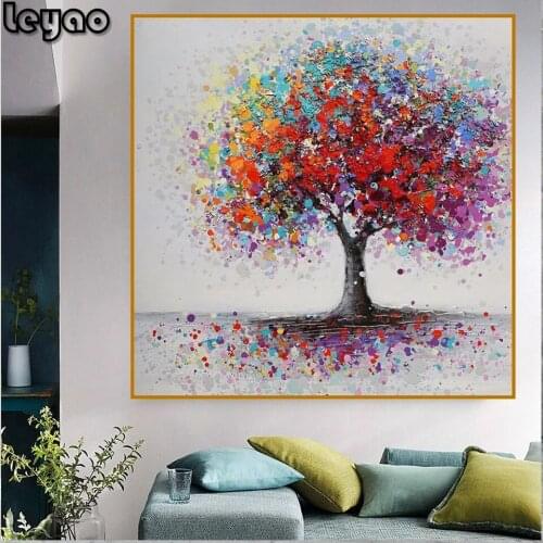 Abstract Colorful Trees diamond Painting 5d diy full square round diamond embroidery Landscape mosaic Rhinestone Cross stitch