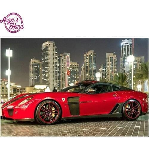 Diamond Embroidery Urban landscape 5D DIY Diamond Painting red car Diamond mosaic Rhinestone Cross Stitch wall Decoration