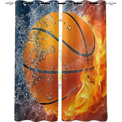 Basketball Fire And Water Collision Window Curtain Living Room Bathroom Kitchen Curtains Luxury Home Decor