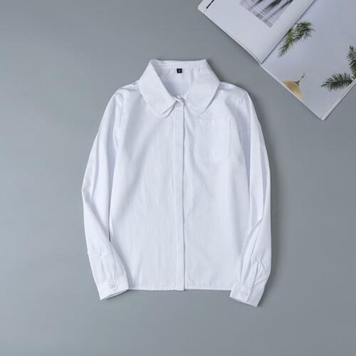 White Double Collar Cotton JK Uniform Long-sleeved Shirt Japanese School Uniform Women Business Work Uniforms Sailor Suit Tops