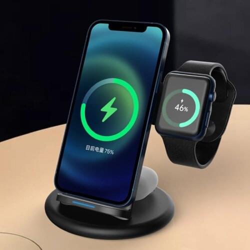 15W 3 in 1 Wireless Charger for iPhone 12 11 XS XR X 8 Apple Watch 6 5 4 3 2 Airpods Pro Fast Charging Stand For Samsung S20 S10