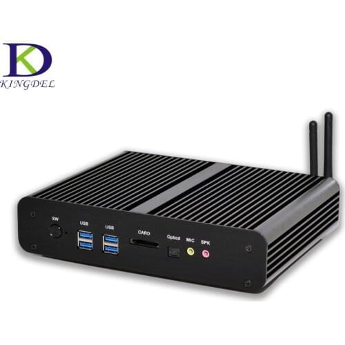 Fanless Desktop Mini PC Intel 5th Gen Core i7 4500U i7 5500U i7 5550U HD 4K 2*Gigabit LAN+2*HDMI+SPDIF+4*USB 3.0 HTPC
