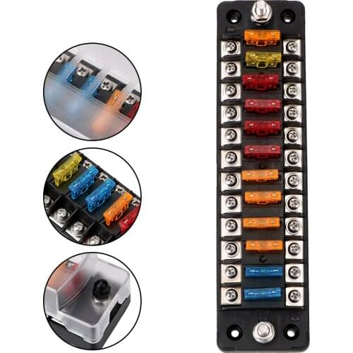 LEEPEE Flame Retardant Fuse Box Holder 6 Ways 12 Ways Blade Fuse Block For Auto Car Marine Trike 32V 75A With Double Fuses