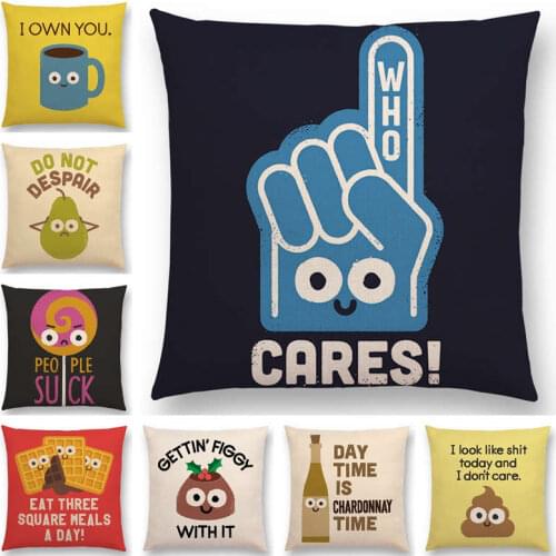 Funny Phrase Cartoon Cushion Cover Happy Days Beer Bread Boomerang Rainbow Cute Food Tool Book Sofa Throw Pillow Case