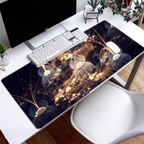 Flower Art Large Gaming Mouse Pad Stitched Edge Water-Resistant Non-Slip Rubber Base Mousepad Desktop Laptop Keyboard Abstract