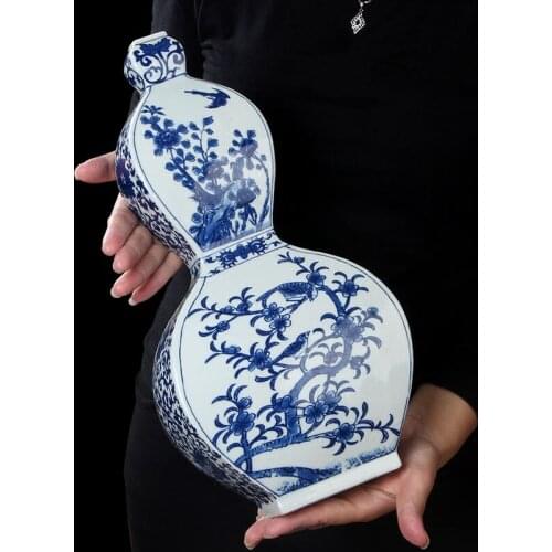 Jingdezhen Ceramic Yuan Blue And White New Chinese Style Square Vase Living Room Antique porcelain ceramic vase
