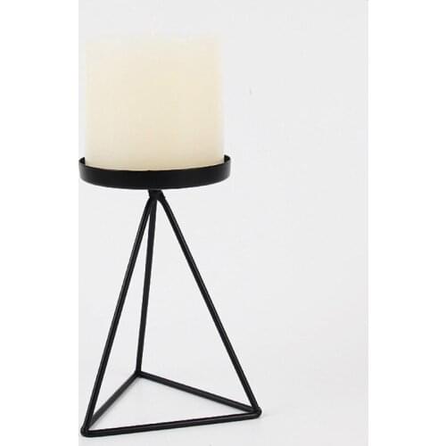 Decorative Candle Stick Cup Candlestick Nordic Style Durable Tetrahedron Tabletops Geometry Design Home Decoration Wrought Iron