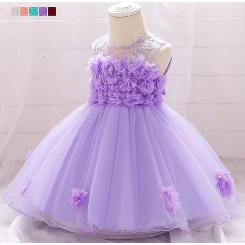 Childrens Dress Three-dimensional Decal Infant 100-day-old Dress Hollow Mesh Yarn Childrens Dress
