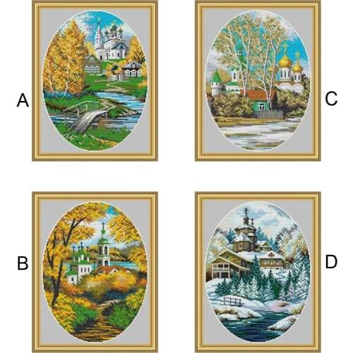 SJ049 Stich Cross Stitch Kits Craft Packages Cotton Seasons Painting Counted China DIY Needlework Embroidery Cross-Stitching