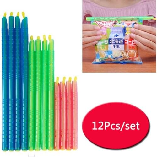 12Pcs Food Sealed Organizer Food Seal Stick Food Storage Tools Home Kitchen Gadgets Storage Bag Clip Seal Lock Sticks Plastic