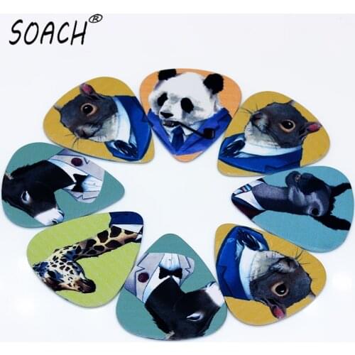SOACH 10PCS 0.71mm high quality guitar picks two side Animal gentlemen picks earrings DIY Mix picks guitar Musical Instrument