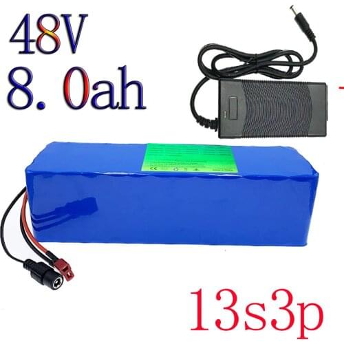 48V 8ah Lithium Battery For Electric Bicycle 18650 Pack 13S 3P 54.6V With 15A BMS Suitable For 250W 350W Scooters