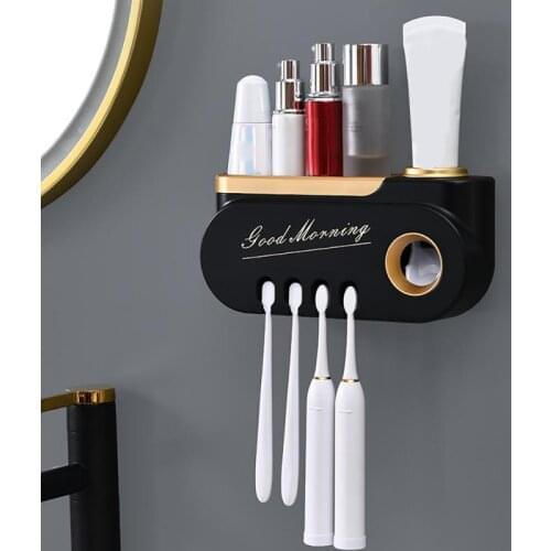 Multi-hanging Toothbrush Holder Automatic Toothpaste Squeezer Dispenser Portable Makeup Storage Rack Home Bathroom Accessories