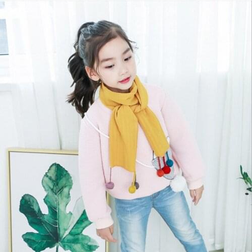 Fashion Children Wraps Warm Cotton Scarf Boys and Girls Winter Scarf With 6 Small Balls Street Fashion Baby Kids Warm Shawl