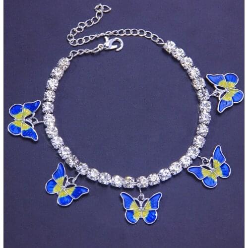 Fashion Butterfly Anklet Women Foot Jewelry Accessories Crystal Barefoot Bracelet Ankle Summer Beach Leg Bracelet For Women Girl
