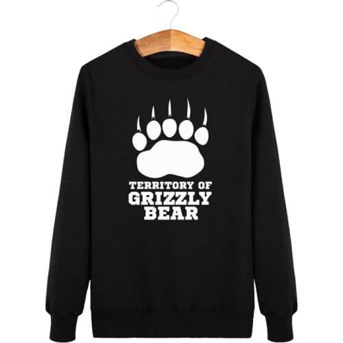 Grizzly Bear Footprint Printed Mens Hoodies 2020 New Autumn Winter Crew Neck Sweatshirts Man Fashion Sporting Pullovers