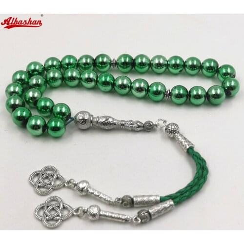 Tasbih Natural Grenn Hematite Metal tassel High quality prayer beads 33 45 66 99beads bracelet islamic accessories on hand