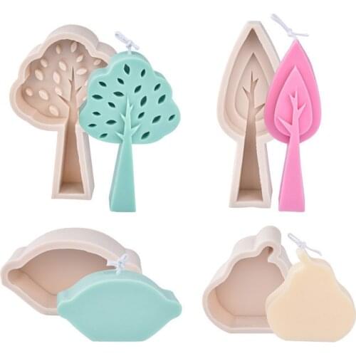 New Silicone Leaf Fruit Candle Mold Pear Crystal Epoxy Mold Soap Mold Lemon Aroma Diffuser Mold Cake Decoration Accessories