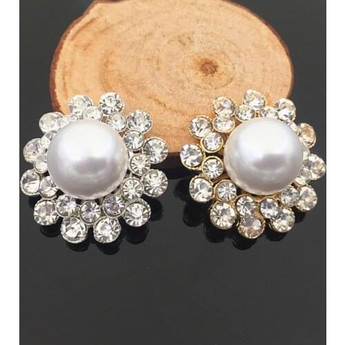 2016New 50Pcs 30mm Pearl Center Rhinestones Flower Flatback button for DIY Wedding or Hair accessories HZ89