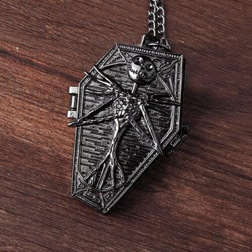 New Arrival Black/ Silver Jack Nightmare Before Christmas Necklace Pendant Pocket Watch Men Women Lady Best Gift P304-1