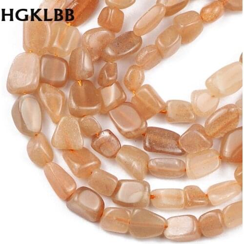 HGKLBB Natural Irregular Sun Stones Gravel Loose beads for Jewelry making 4~8mm Strand 15'' bracelets necklace DIY accessories