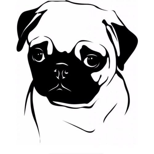 Lovely Pug Waterproof Car Sticker Auto Windscreen Vinyl Decals Sunscreen Accessories Decoration Decal for Audi A4,15cm*17cm