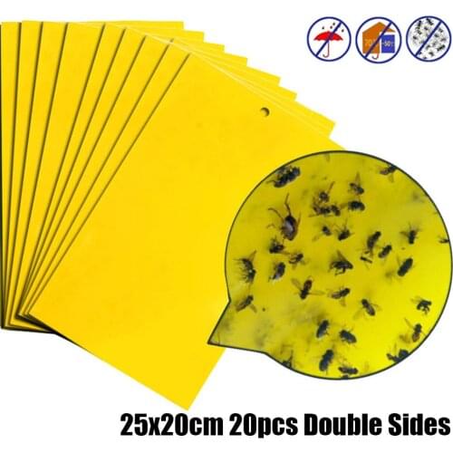 Strong Fly Traps 5/10/20/40 pcs Bug Sticky Board Dual-Sided Yellow Sticky Strong Flies Bugs Insect Pest Catching Sticky Board