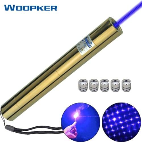 High Power Blue Laser Pointer 5000m 450nm Focusable Burn Match Lazer Sight All Copper Body