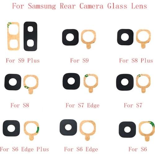 2pcs Back Rear Camera Lens Glass For Samsung S9 S9Plus S8 S8Plus S7 S7Edge S6Edge S6 Camera Glass Lens Replacement Repair parts