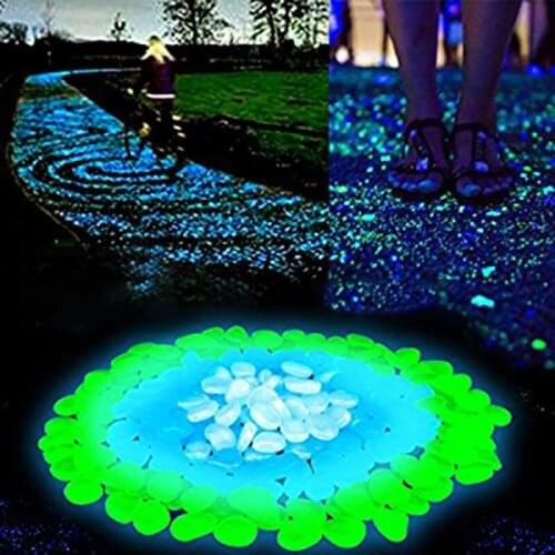20pcs Glow in the Dark Garden Pebbles Glow Stones Rocks for Walkways Garden Path Patio Lawn Garden Yard Decor Luminous Stones