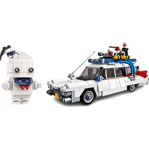 Technical Cars City Ghostbusters Ecto-1 Model Building Blocks Creators MOC Movie Vehicle Bricks DIY Education Toys For Children