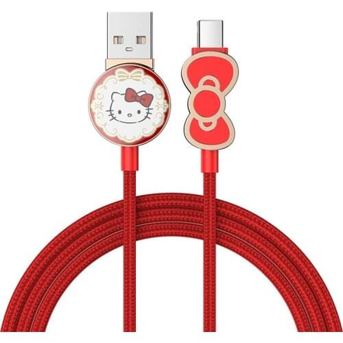 Hello Kitty Type-C Data Cable Usb Mobile Phone 2A Charging Cable 1.2 Meters Suitable for Huawei Data Cable Hello Kitty