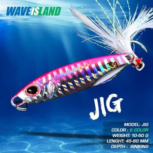 WAVEISLAND Fishing Lure Jig Bass Bet Jiging Sinking Baits 10-50G Metal Jigs Articulos De Pesca Artificial Bait Holographic Trout