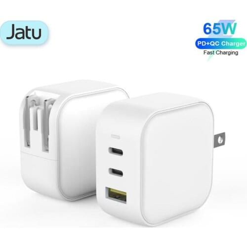 JATU 65W GaN Charger Quick Charge 4.0 3.0 Type C PD USB Charger with QC 4.0 3.0 Fast Charger for iPhone 12 Pro Xiaomi Laptop