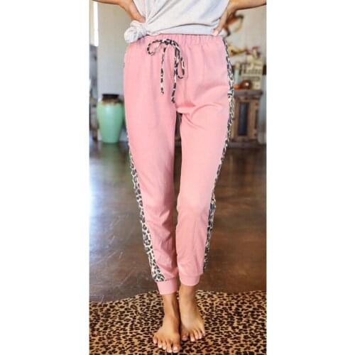 Women Casual Elastic Waist Leopard Tie feet Pants Vintage Club Pencil Pants 2020 Winter Women Fashion Sexy Loose Trousers