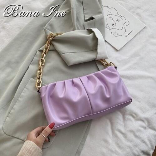 Retro Women Bags Solid Color Purse For Women Thick Chain Leather Shoulder Bag Vintage Hobo Bag Femal Bolsos Luxury Handbag