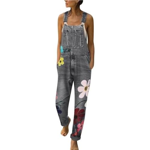 Womens Denim Jumpsuit Sexy Long Rompers Pants Jumpsuits Sleeveless Casual Loose Playsuits Bodysuit Summer Plus Size Bodysuit