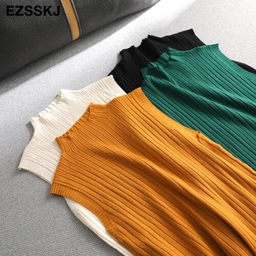 Autumn SPRING 2020 Solid elegant sleeveless knit Pullovers Women sweater top vest fashion female basic Sweater knit Jumpers top
