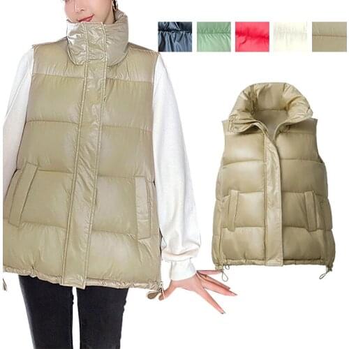 2021 Women Sleeveless Vest Winter Warm XL Down Cotton Padded Jacket Female Veats Sequined stand-up collar Sleeveless Waistcoat