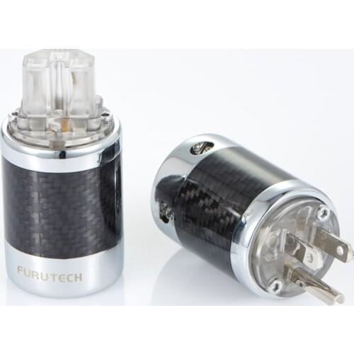 1Set Furutech Carbon Fiber Pure Copper Gilded Plated / Rhodium Plated US AC Audio Power Plug