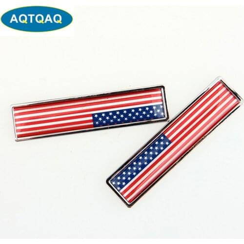 1 Pair 3D Car Metal Sticker Aluminum America National Flag Car Body Trunk Logo Auto Motorcycle Personality Decoration Sticker Ca