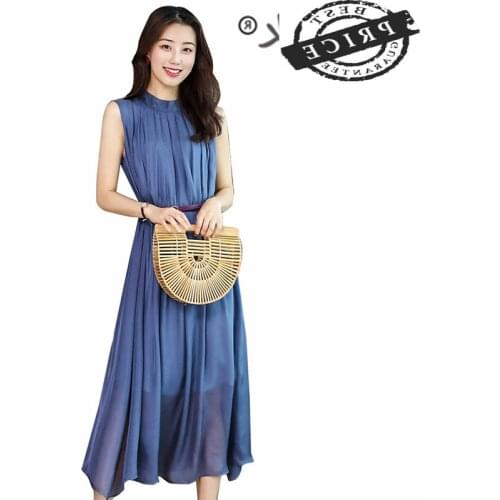 100% Summer Dress Real Silk Dress Women Clothes 2021 Vintage Ladies Long Dresses Boho Elegant Vestidos Ropa Mujer 1222a