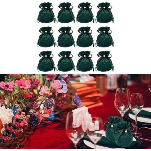 12Pcs/Lot Fashion Velvet Drawstring Burlap Bags Wedding Favors Party Christmas Gift Jewelry Packing Sack Pouches
