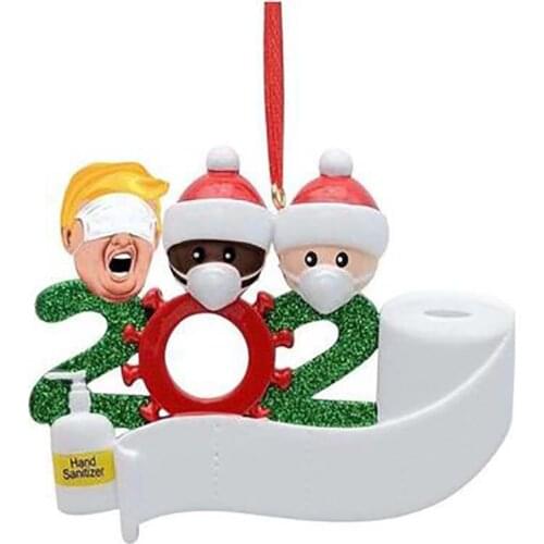 2020 Quarantine Christmas Best Wishes Party Decoration Santa Claus With Mask Personalized DIY Name Bless Christmas Tree Ornament