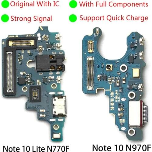 5PCS New USB Charging Board Connector For Samsung Note 10 Note 10 Lite Charging Port Dock Connector With Microphone Flex Cable