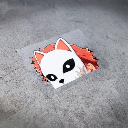 Car Sticker Motorcycle Guitar Case motorcycle auto Decals for Classic Cartoon Anime Ghost Slayer Fox Mask Jingtu