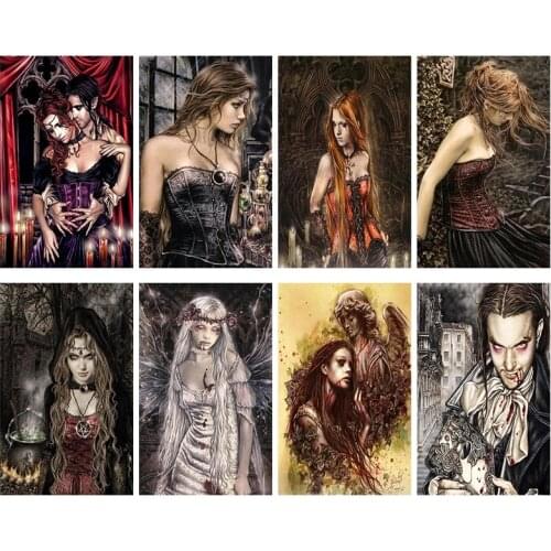 Diy Diamond Painting Full Square round Drill 5D Victoria Frances Vampires Home Decor Wall Art Embroidery Cross Stitch JS5562