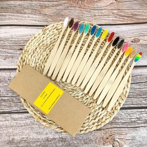 8pcs/Pack Bamboo toothbrush Eco Friendly products mixed color Soft bristle adults oral care 100%biodegradable Oral Cleaning