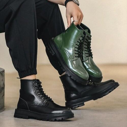 Martin Boots Men Streetwear Fashion Casual PU Leather Motorcycle Boots Shoes Male Vintage Cargo Boots Shoe