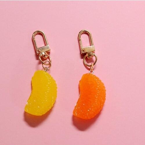 1Pc Cute Simulation Fruit Orange Keychain Keyring For Women Girl Jewelry Cartoon Car Handbag Key Holder Decoration K36